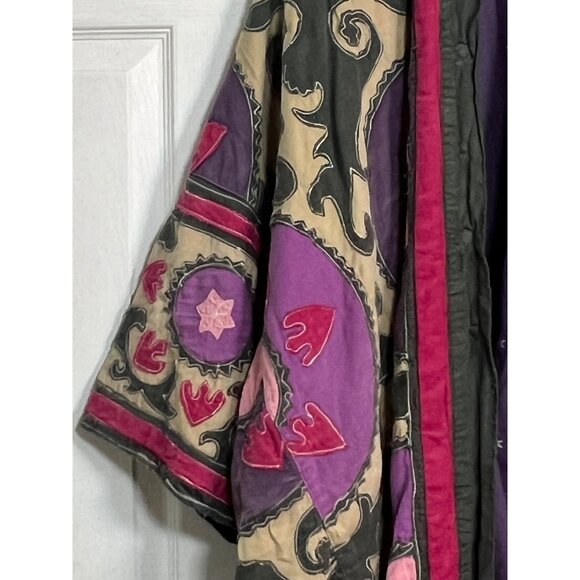 Magnolia Pearl Appliqué Hippie Kimono-Style Coat Jacket OS - Picture 7 of 16